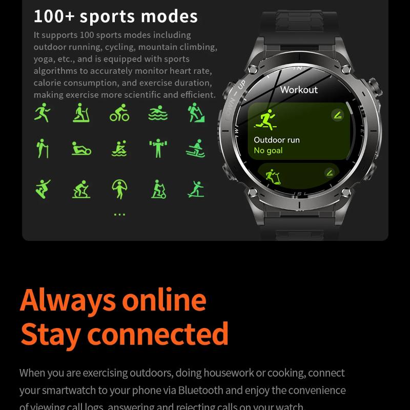 Новые уличные GPS смарт-часы 2025 1,43" AMOLED 10ATM Водонепроницаемый Браслет Компас Спортивный Трекер BT Звонок Смарт-часы Мужские Для Xiaomi IOS
