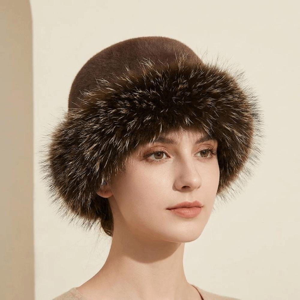 Korean Style Plush Bucket Hat Brimless Fluffy Warm Hat Retro Mink Fur Fisherman Hat Outdoor