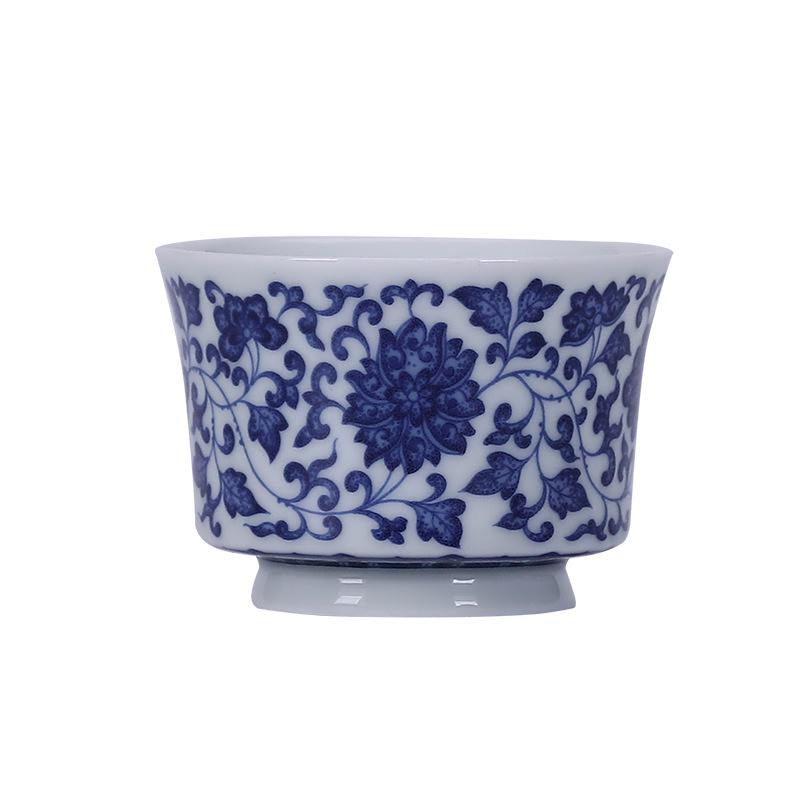 Vintage Blue & White Ceramic Tea Cup with Custom Logo