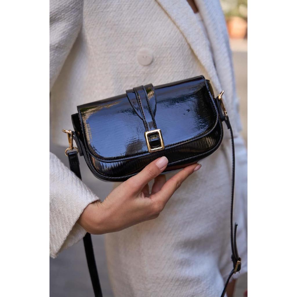 Black Women's Buckle Crossbody Bag