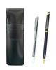 Тонкий пенал из коровьей кожи, черный металлический индикатор и эпоксидная вращающаяся шариковая ручка, набор синего цвета ASB-701S-WD002-L