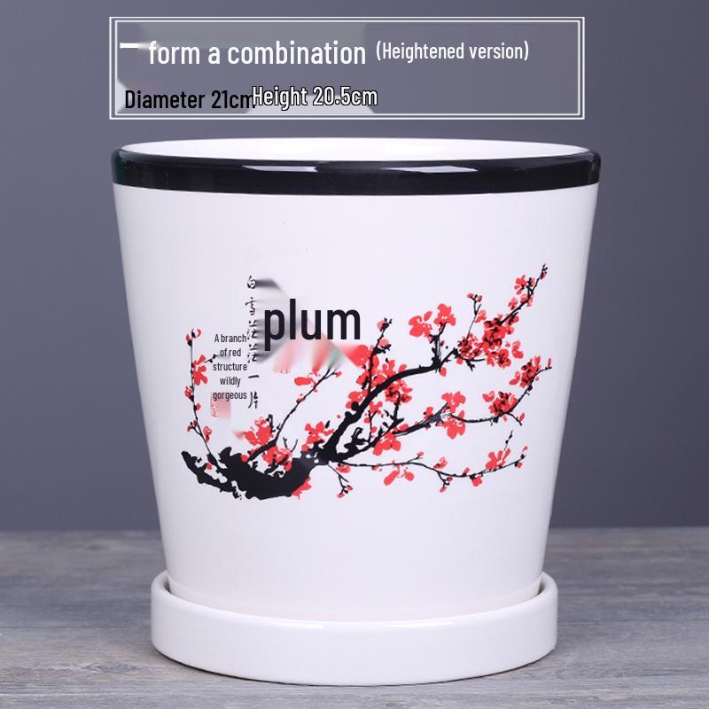 2025 Большой керамический цветочный горшок с поддоном для балкона и гостиной - Орхидея и Суккуленты в стиле альбома