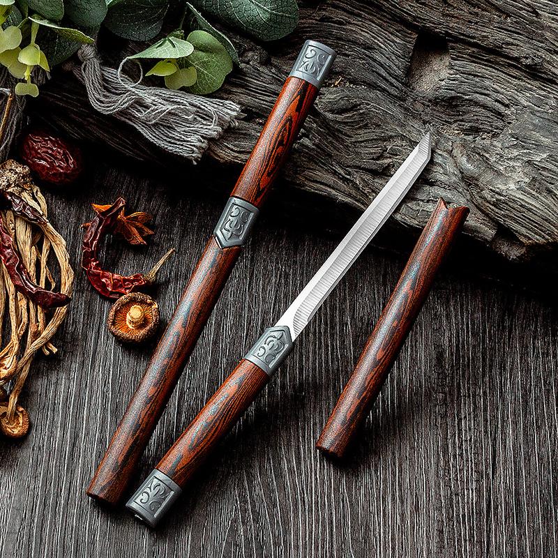 1 шт. Маленький прямой нож из нержавеющей стали высокой твердости, фруктовый нож с имитацией древесного зерна, подходит для использования на кухне