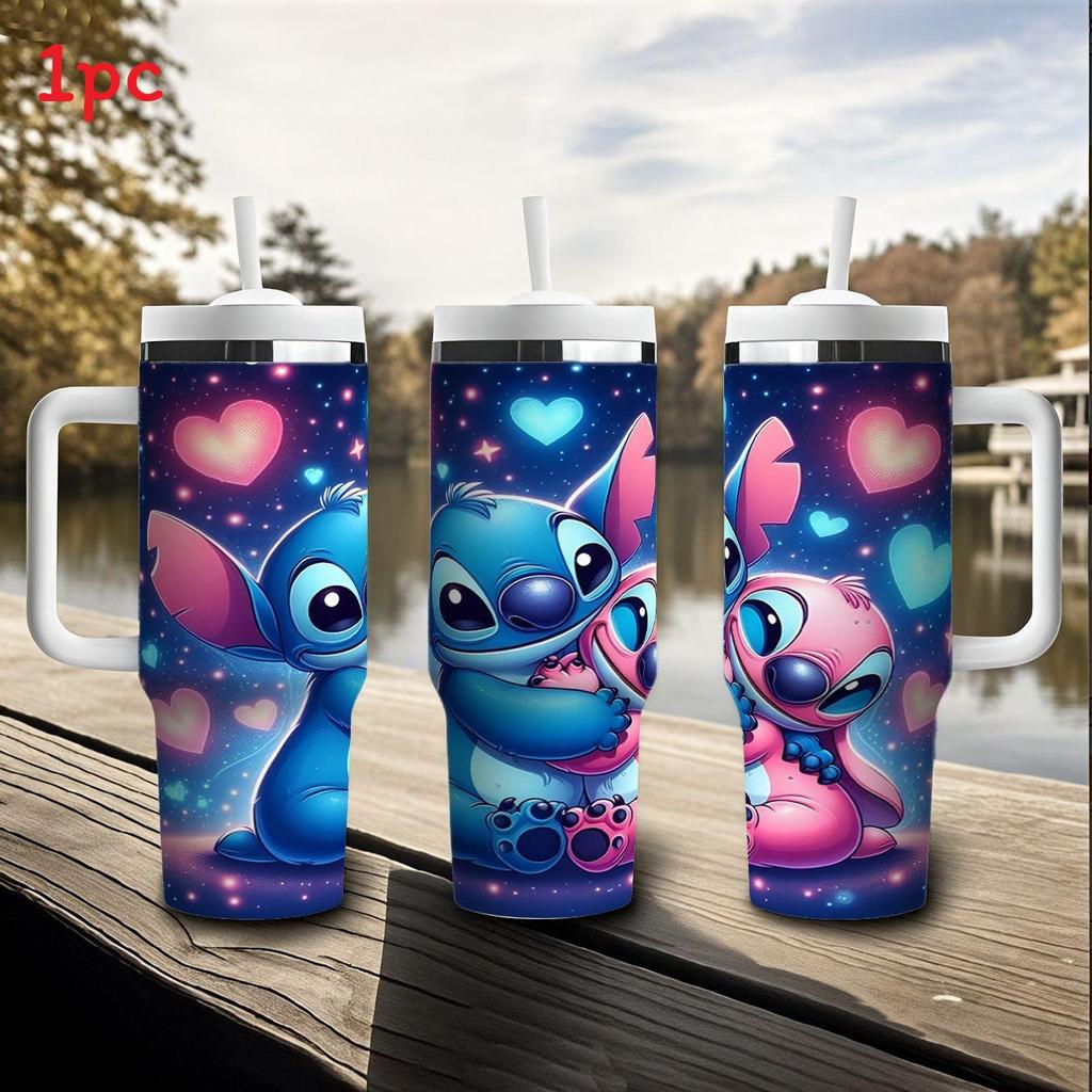 Изолированная дорожная кружка Stitch объемом 40 унций с ручкой для использования в автомобиле и в качестве подарка