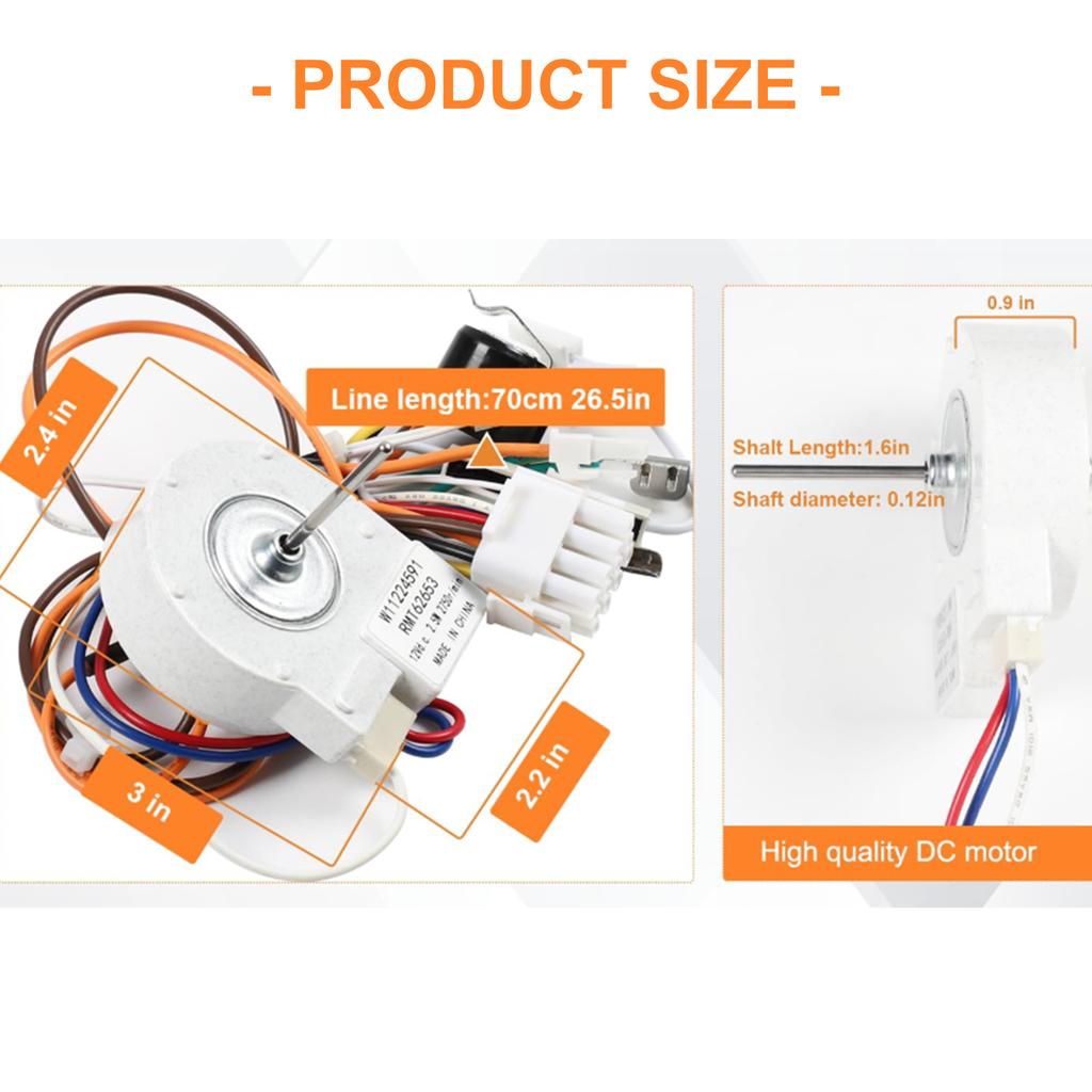 W11224591 Quiet Evaporator Cooling Fan Motor Replacement Parts for Refrigerators Condenser Fan Motor for Fridge