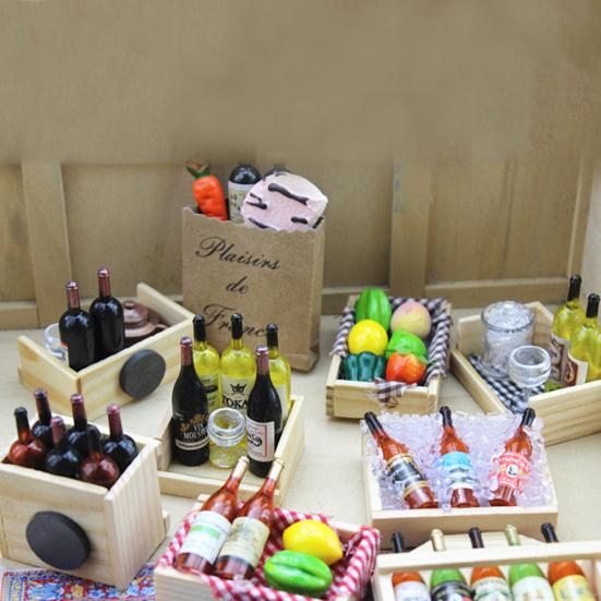 Magnetic Miniature Fridge Sticker Dollhouse Plastic Fruit Wine Glass Accessories