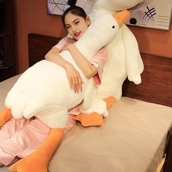 Large White Goose Plush Pillow Huggable Stuffed Animal Soft Duck Sofa