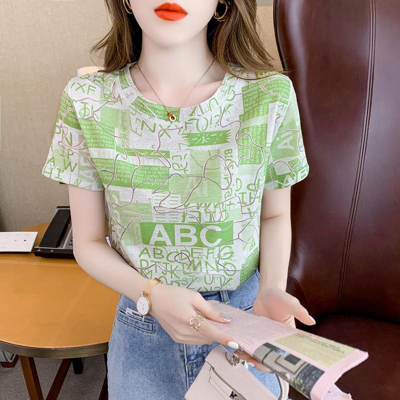 2025 Летняя повседневная футболка для женщин Базовый цветочный принт Топы с коротким рукавом и круглым вырезом свободная футболка y2k Винтажный топ Harajuku Streetwear