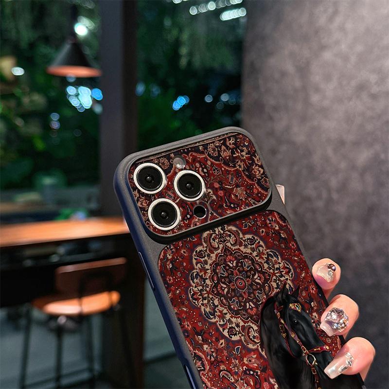 Чехол для телефона из овчины с персидским ковровым узором, подходит для iPhone 17 16 15 14 13 12 11 Pro/Max/Plus, противоударный