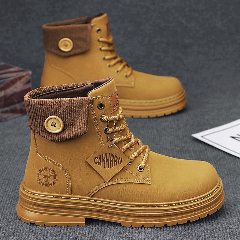 2024 новые мужские ботинки с высоким голенищем в британском стиле, ботинки Мартин, мужские повседневные модные ботинки, мужские рабочие ботинки-локомотивы, осень и зима