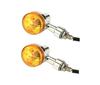 RoaRion Mini Turn Signals Bike Turn Signals Round Universal Off-Road Street Set of 2 (Orange Silver)