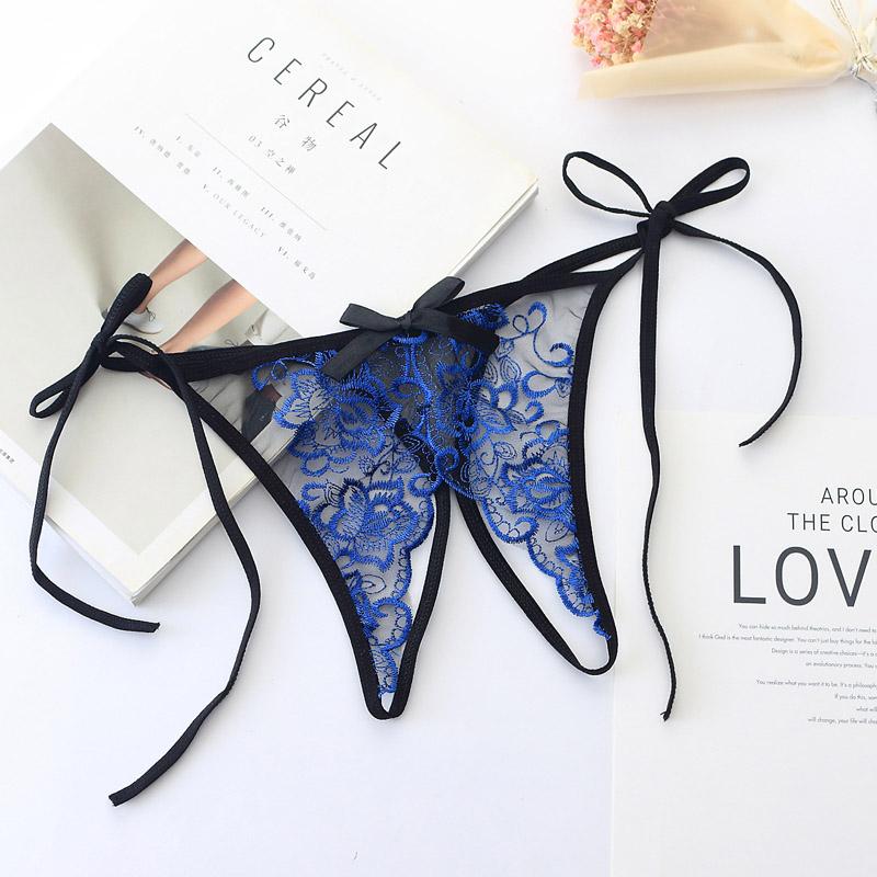 Sexy Panties Lingerie Women Open Crotch G-String Thong Embroidery Underwear Female Underpants K83