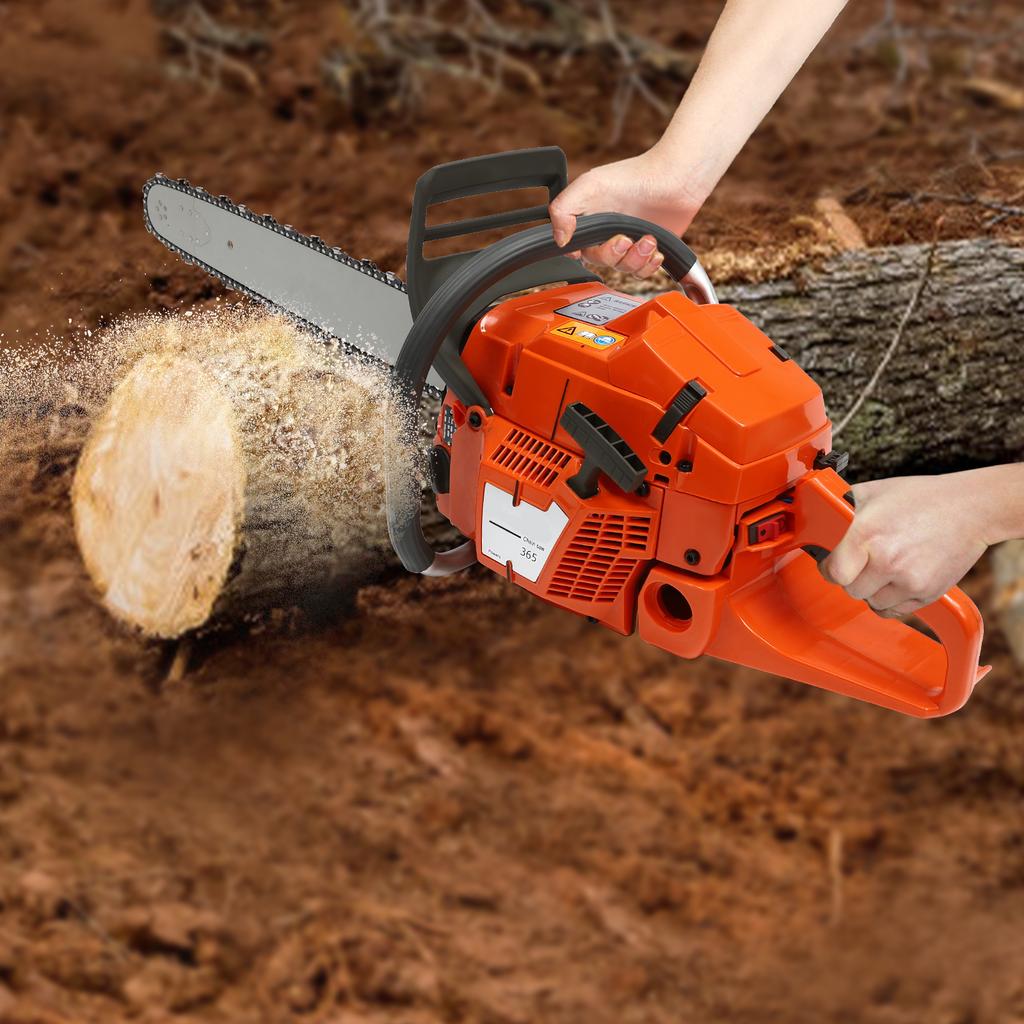 Бензиновые цепные пилы 24-дюймовая направляющая шина 2-тактная 65/72 куб. см бензиновая цепная пила для фермерского сада, резки дерева, картер с ручным пуском