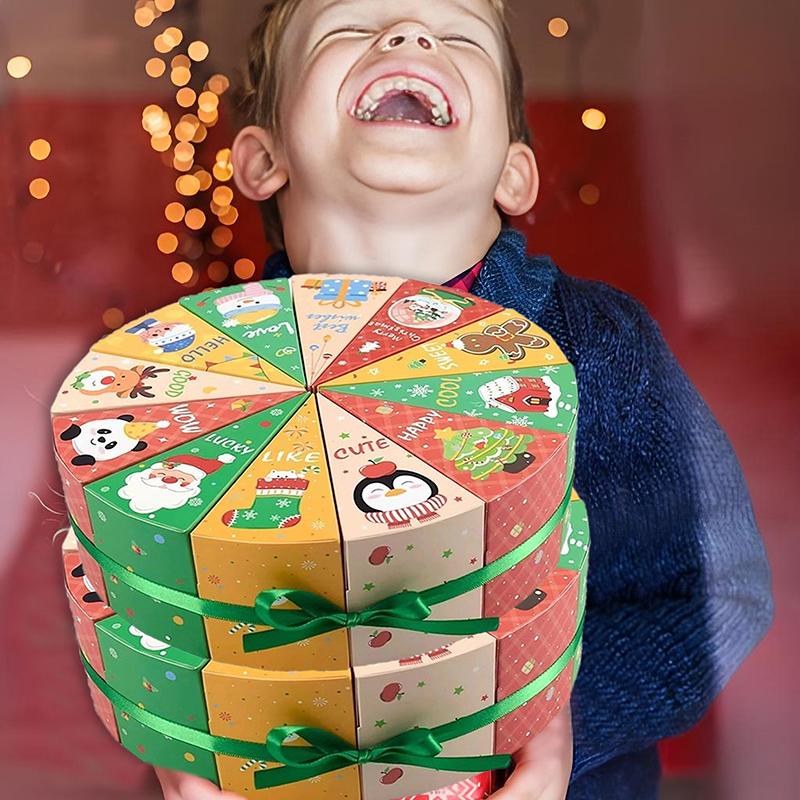 Рождественская коробка для конфет, 12 шт. подарочные коробки в форме торта, адвент-календарь, рождественская подарочная упаковка, коробка для DIY, рождественские адвент-коробки для отсчета времени до Рождества