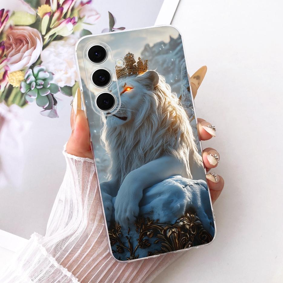 Чехол для Samsung Galaxy S24 FE S24 Plus, милый лев, модный окрашенный чехол, мягкий силиконовый чехол для Samsung S24 Ultra S 24 S24+