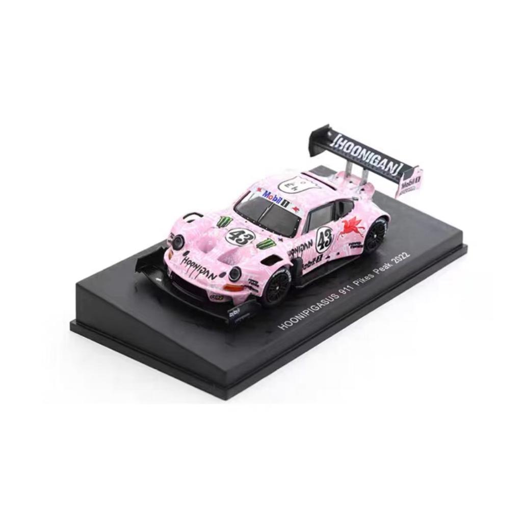 AABKQ1 Sparky 1:64 Porsche 911 Pink Flying Pig Livery 2022 Pikes Peak 43 Racing Car Alloy Car Model