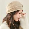 Ladies Winter Pile Hat Baggy Knitted Solid Color Elastic Retro Style Women Cap Anti-slip Warm Beret for Outdoor Activities Daily Wear