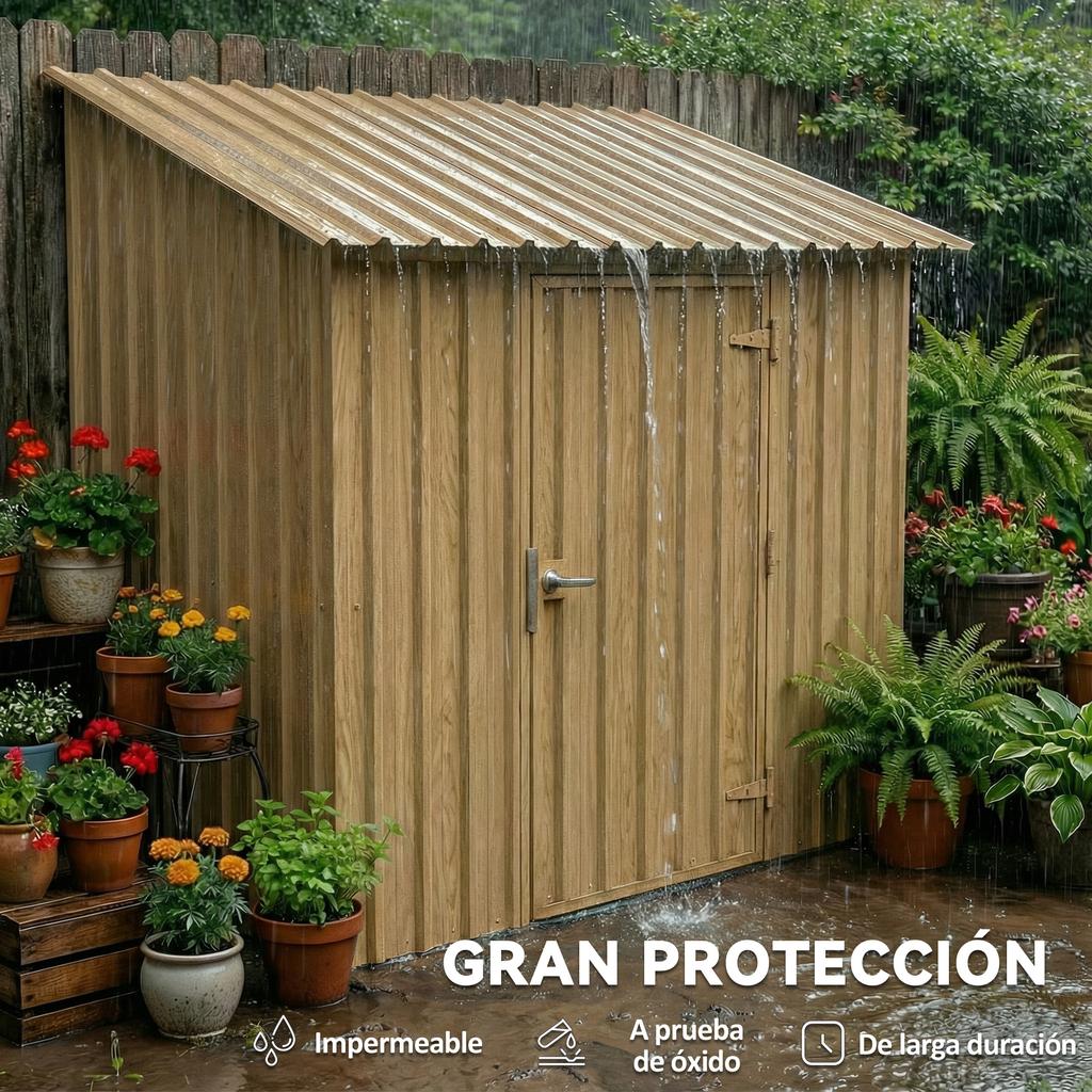 Set of 12 Galvanized Steel Roof Panels 7m² for Tool Shed Shed 129x45cm Natural Wood