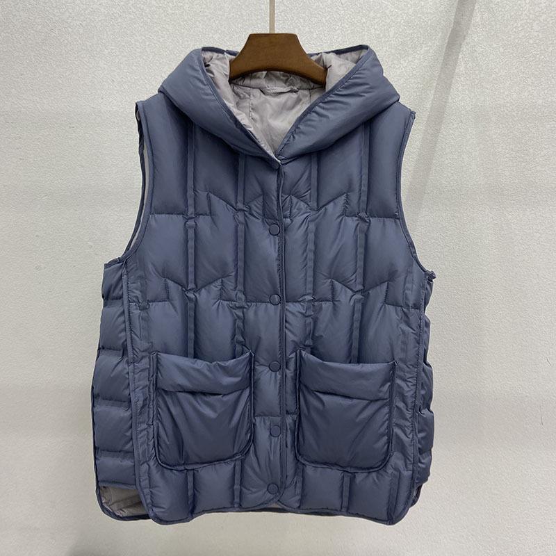 Women's Lightweight Warm Plus Size Vest Seamless White Duck Down Ultralight Sleeveless Jacket Peplum Vests