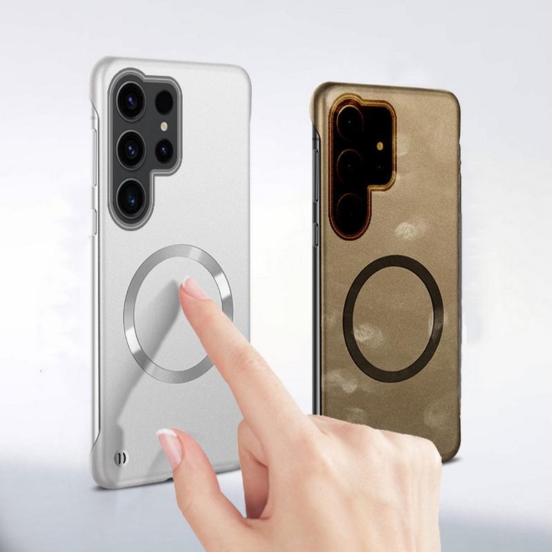 Тонкий жесткий ПК для Magsafe Магнитный безрамочный чехол для iPhone 16 Pro 15 14 Plus 13 12 Pro Max Samsung S25 Ultra S24 S23 S22 Plus Матовый цветной сплошной чехол