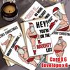 12pcs Funny Santa Claus Christmas Cards with Envelopes - Naughty Santa In Red Swim Trunks, Birthday Boy/Merry Christmas Quotes