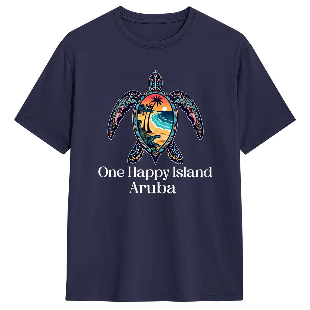 Aruba One Happy Island Souvenir TShirts Cotton Top Tees Summer YK Funny Short Sleeves T Shirt ONeck Trending Print Tshirt