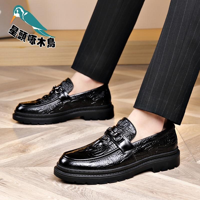 Повседневная мужская обувь, деловая мужская кожаная обувь, лоферы на одной педали, крокодиловый узор, модные мужские
