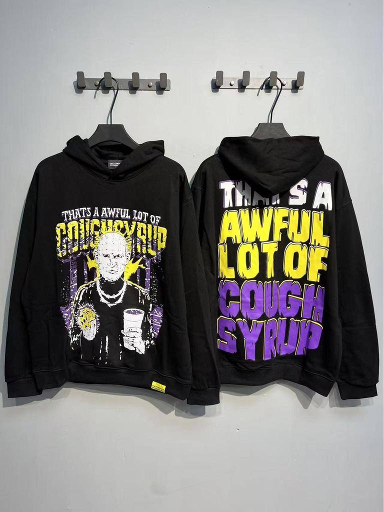 Модный американский стиль, свободная толстовка с длинным рукавом для мужчин и женщин - Высокая плотность, дизайн "Сироп от кашля"