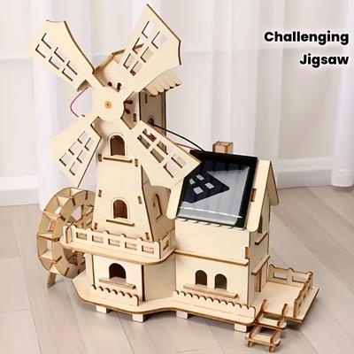 3D Деревянная головоломка «Солнечная мельница» и набор для сборки научного эксперимента - Деревянная головоломка, подходящая как для мужчин, так и для женщин