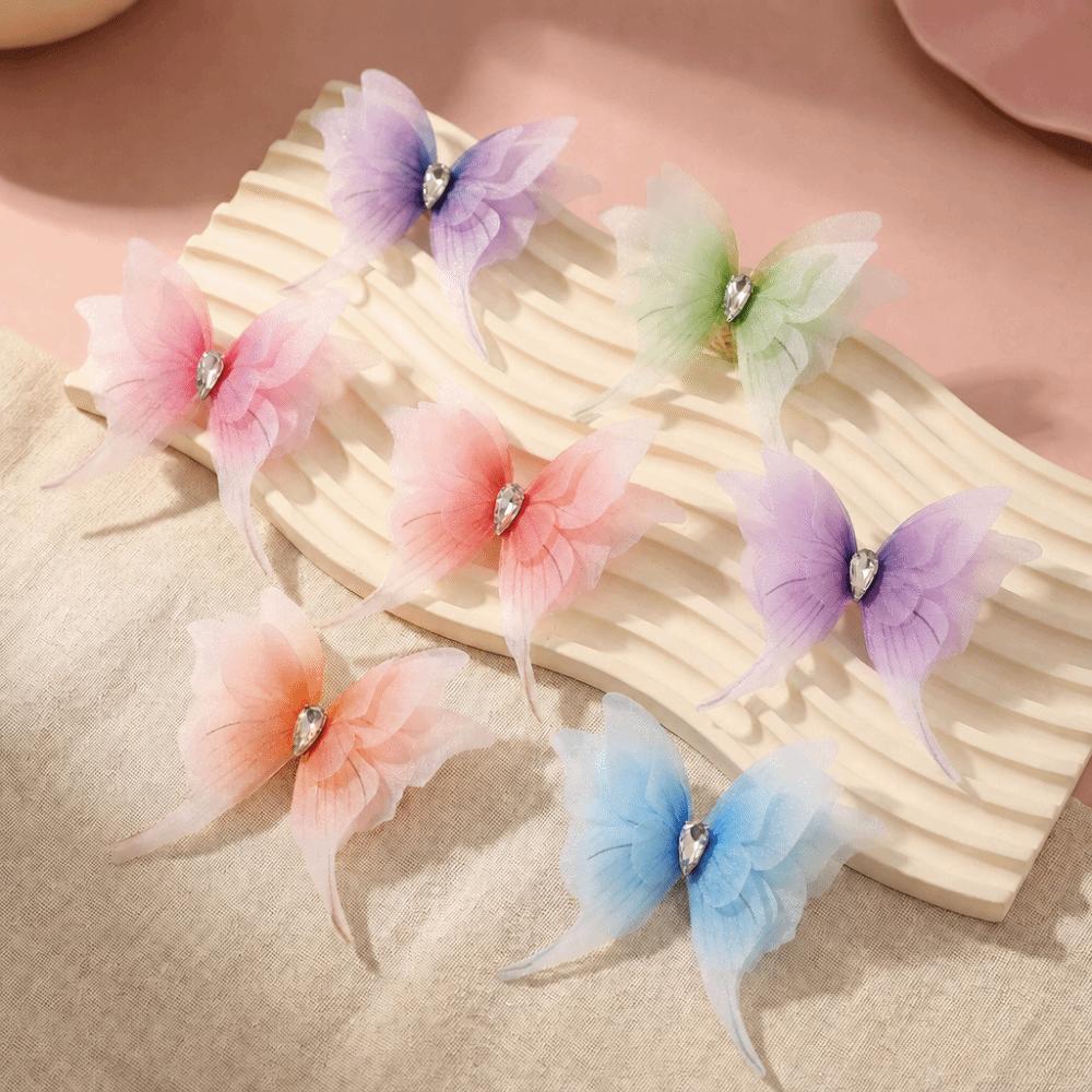 Gradient Color Organza Fabric Butterfly Four-Layer 3D Butterfly Decorations Butterfly Appliques