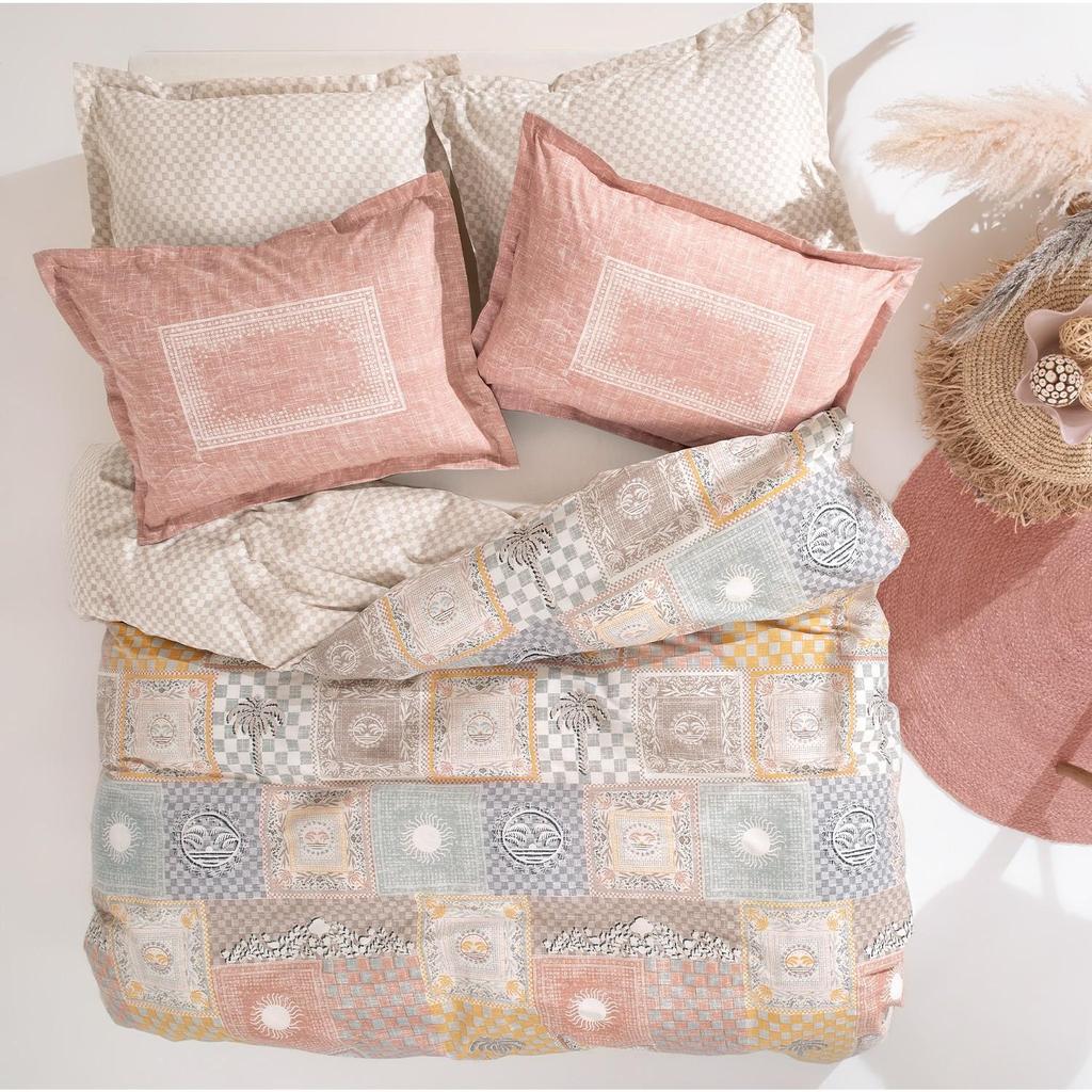 Double-Sized Ranforce Duvet Cover Set - Rose Pink