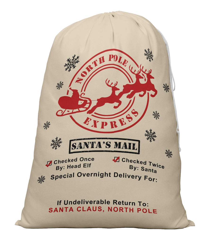 Printtoo Упаковка из 2 специальных рождественских мешков с завязками, очень большого размера, для многоразового хранения рождественских подарков, 27x20 дюймов