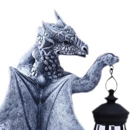 Светящаяся садовая статуя дракона-обнимашки с солнечным светом, средневековая скульптура дракона из смолы для декора двора на открытом воздухе, подарок любителям драконов