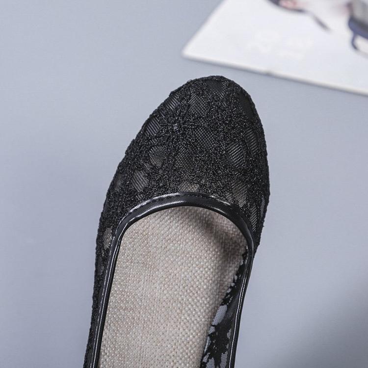 Весна и Лето Новые Сетчатые Туфли с Круглым Носком и Мелким Вырезом, Мамины Туфли Слипоны на Мягкой Подошве, Дышащие Удобные Балетки