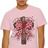 Wood Cross with Heart Bow T-Shirt | Christian Valentine Faith Tee