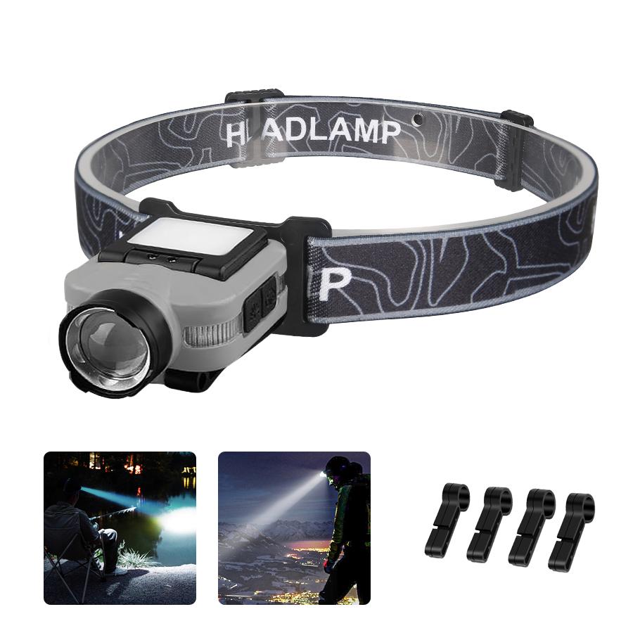 Mini Portable LED Induction Headlampt Built-in Battery Type-c Charging 5 Lighting Modes Ultra Bright Outdoor Hunting Flashlight