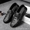 Crocodile Pattern Leather Shoes New Style Beanie Shoes Men's Casual Shoes Men's Shoes Breathable Lazy People Sport Leather Shoes