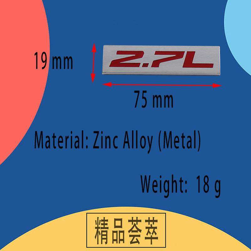 Premium 2.7L 2.7 L for Universal car Engine Hood Fender trunk Tail Rear Bonnet Nameplate Decal Emblem Badge Sticker