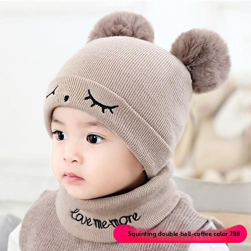 Soft Baby Winter Hat and Scarf Combo Cute Knitted Beanie for Infants Boys Girls Warm Fleece Lined Crochet Cap for Cold Weather