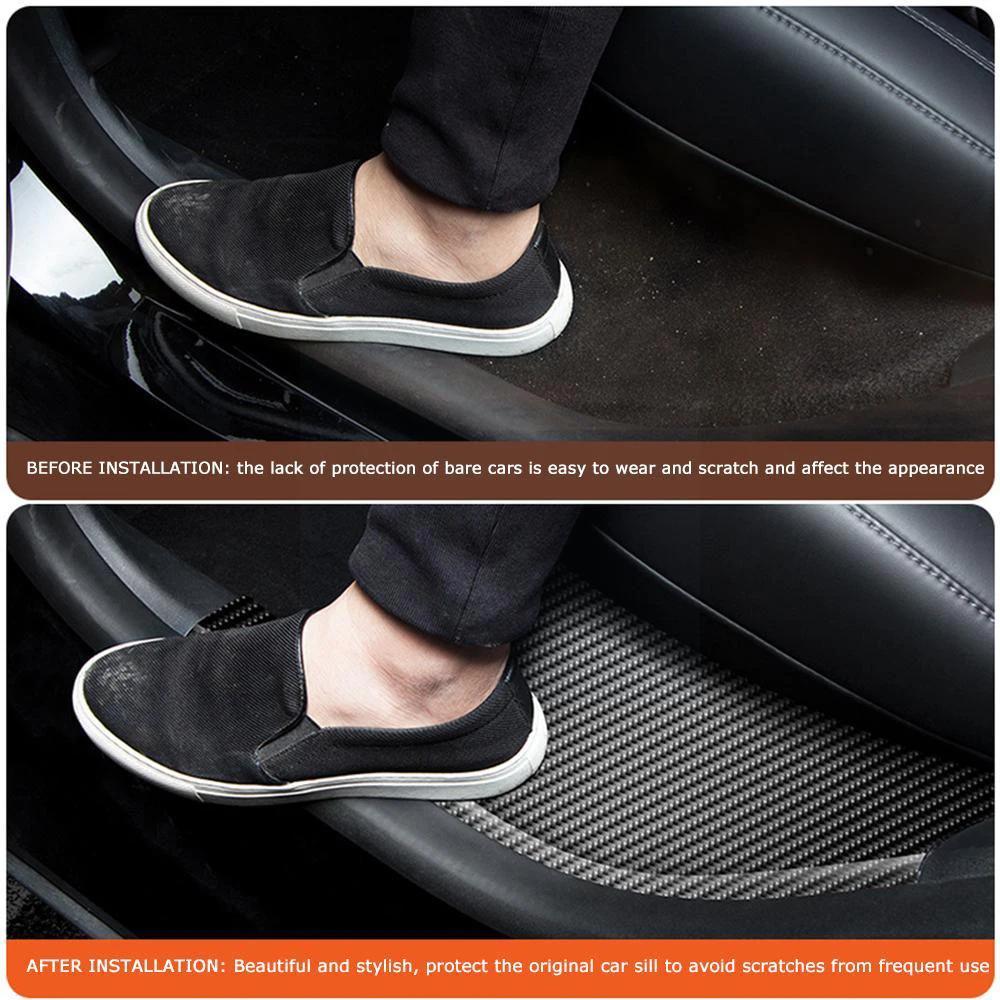 For Tesla Model Y Rear Row Built In Threshold Bar Protection Rear Refi Sill Stripe Cover Door Accessory Inner Pedal Protect