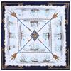 POBING 100% Silk Scarf Women Large Shawls Spain Warship Print Stoles Square Bandana Hijab Luxury Kerchief Female Foulards 130CM