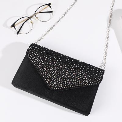 Женская вечерняя сумочка-клатч, дневной клатч с кристаллами, свадебная сумочка, банкетная сумка, сумка через плечо из серебристого и черного бисера