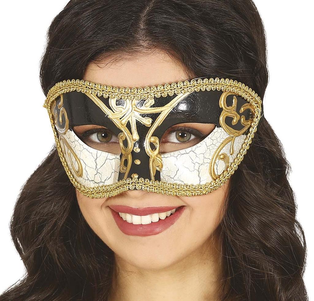 Black White Gold Venetian Carnival Mask