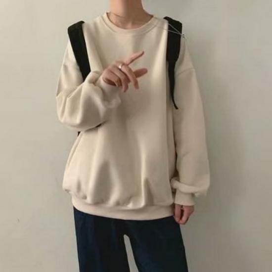 Мужская свободная толстовка с круглым вырезом в гонконгском стиле - тренд весны/осени, большой размер, цветной низ сверху