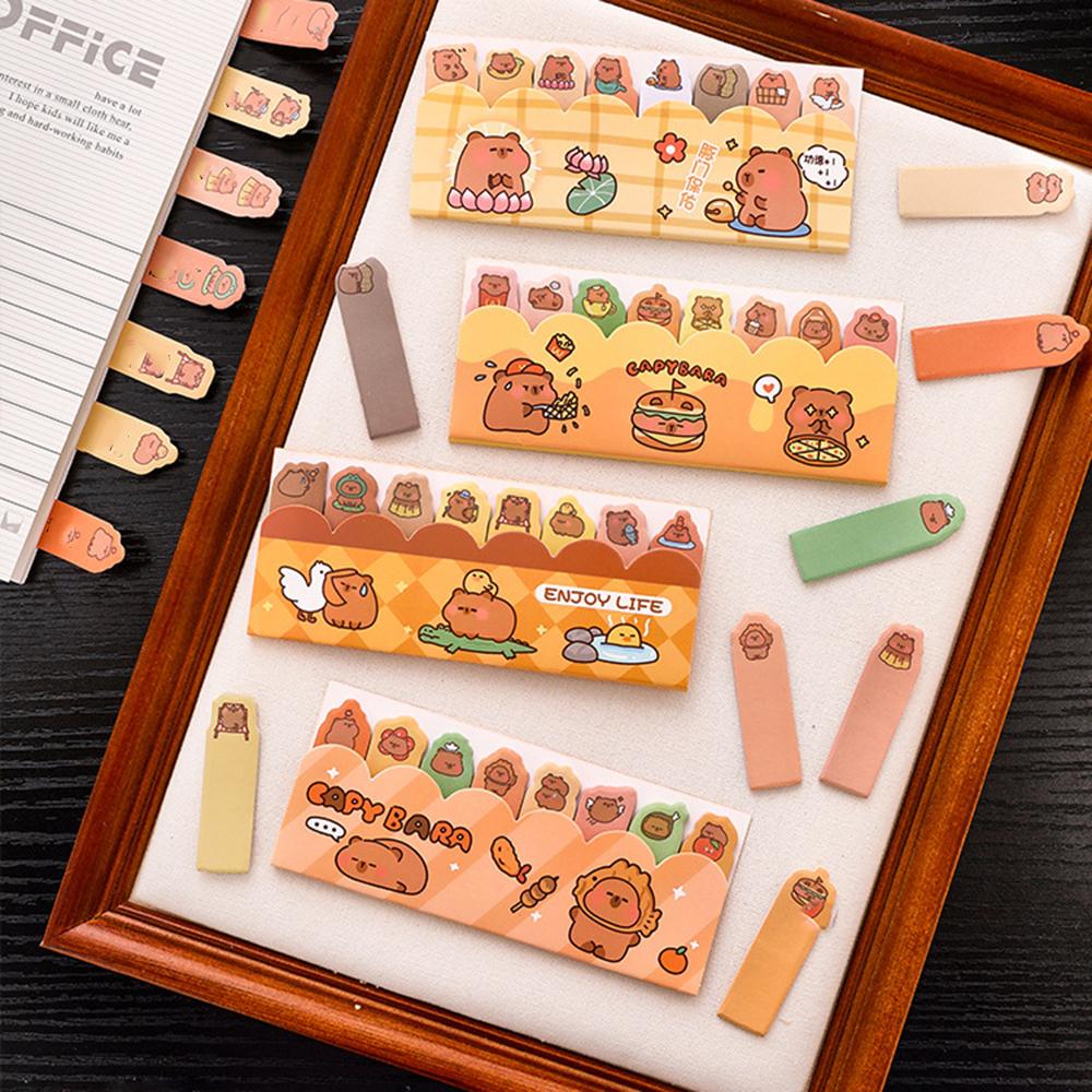1 Piece Kawaii Stationery Kapibala Cartoon Marker Memo Pad Capybara Bookmark Flags Index Tab Sticky Notes Stickers