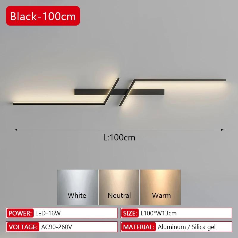 Современный светодиодный настенный светильник Минималистичный LED 13W-18W Свет Спальня Прикроватный Длинная полоса Настенные бра Гостиная Дом Внутреннее освещение
