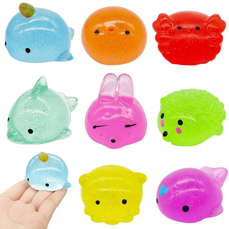 Big Spongy Glitter Mochi Squishy Fidget Sensory Toys Kawaii Animal Stress Ball Powder Fun Soft Antistress Squeeze Children Toys