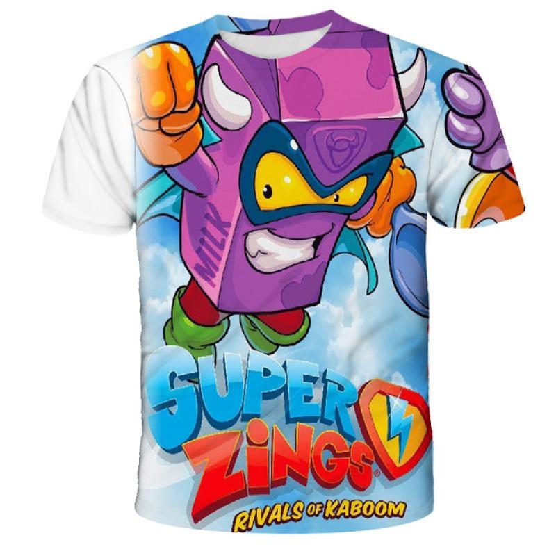 Футболка с рисунком Super Zings для мальчиков и девочек, летняя футболка с короткими рукавами и принтом, детская одежда в стиле хип-хоп, детские футболки в стиле Харадзюку