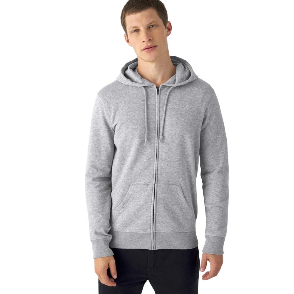 B&C Mens Inspire Heather Organic Full Zip Hoodie