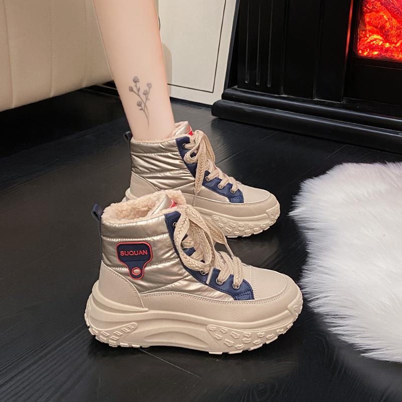 TUINANLE Женские ботильоны зимние плюшевые теплые высокие кроссовки для женщин прогулочные кроссовки нескользящие на открытом воздухе
